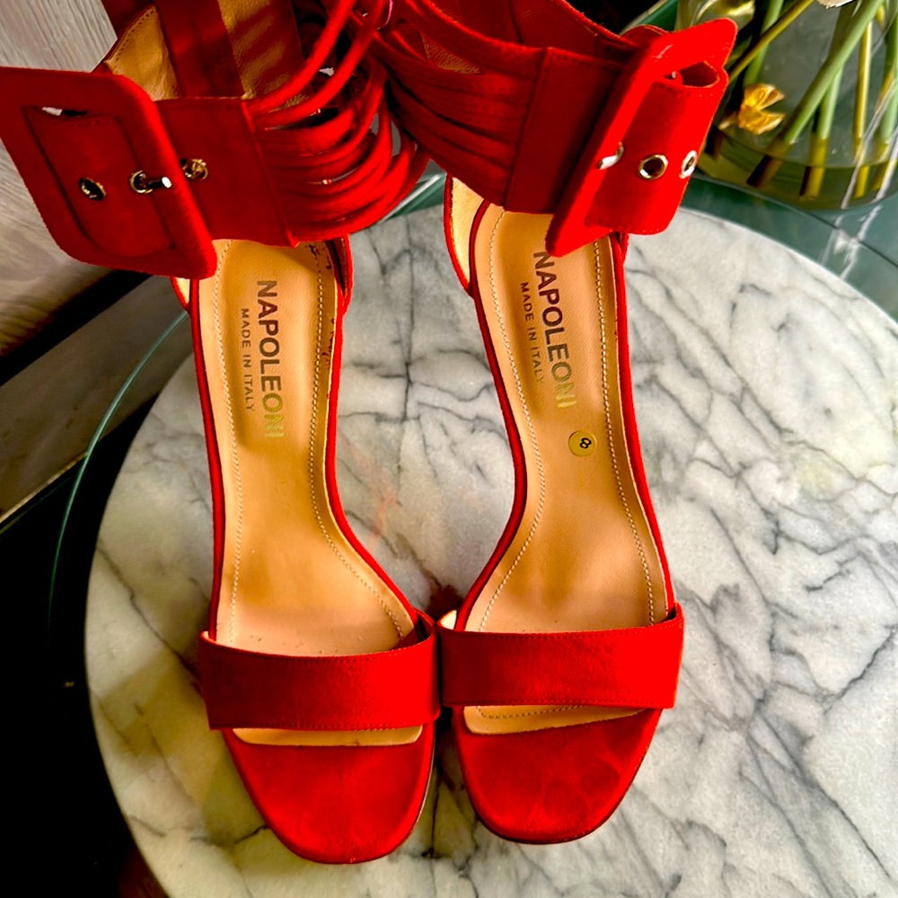 Napoleoni Red suede Heels